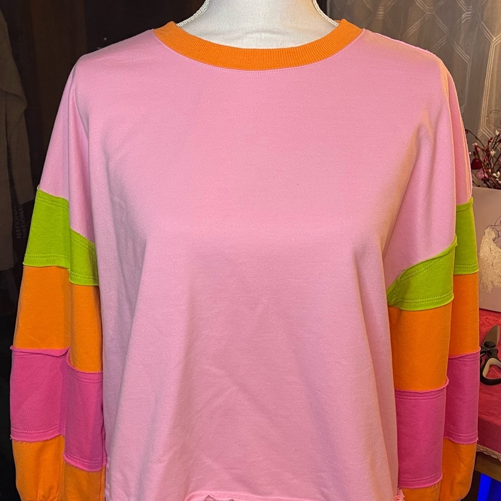 BiBi Pink and Multicolor Sweatshirt